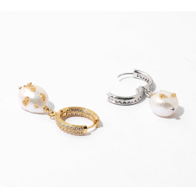 Pearl Huggie Hoops