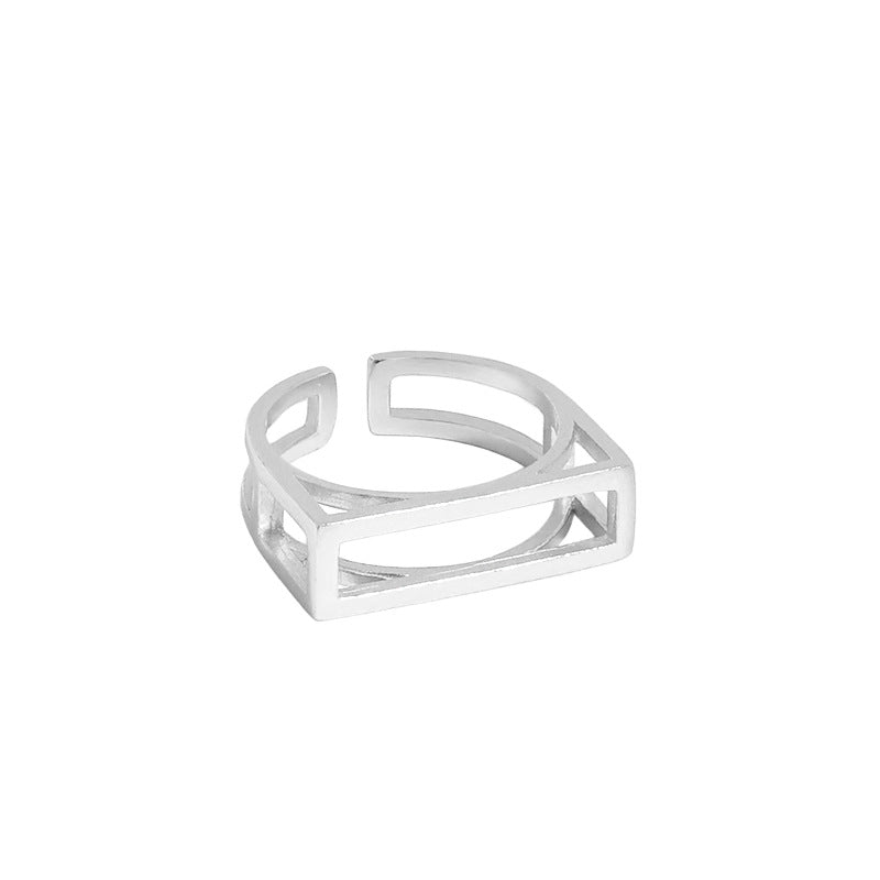 925 Sterling Silver Ring 'Double Row'