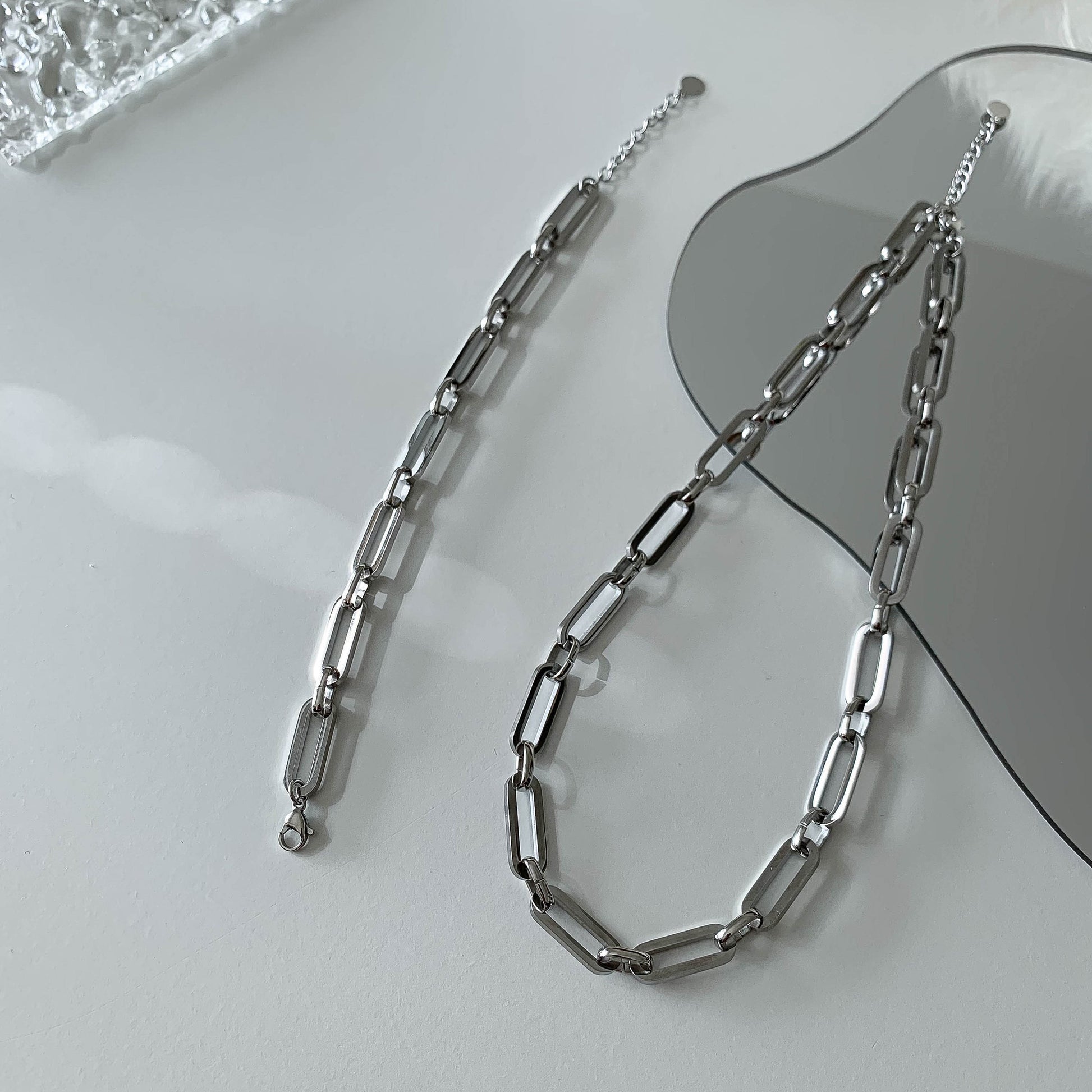 Paperclip Chain Necklace/Bracelet Set 70 mm