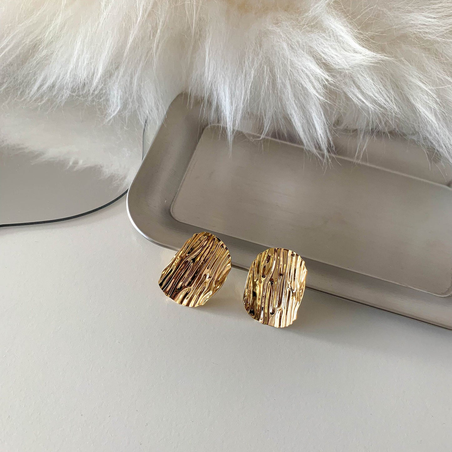 Gold Hammered Earrings